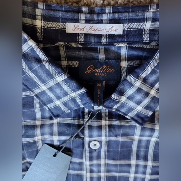 Good Man Brand Blue Plaid Long Sleeve Men's Button Down Shirt NWT - Picture 5 of 8